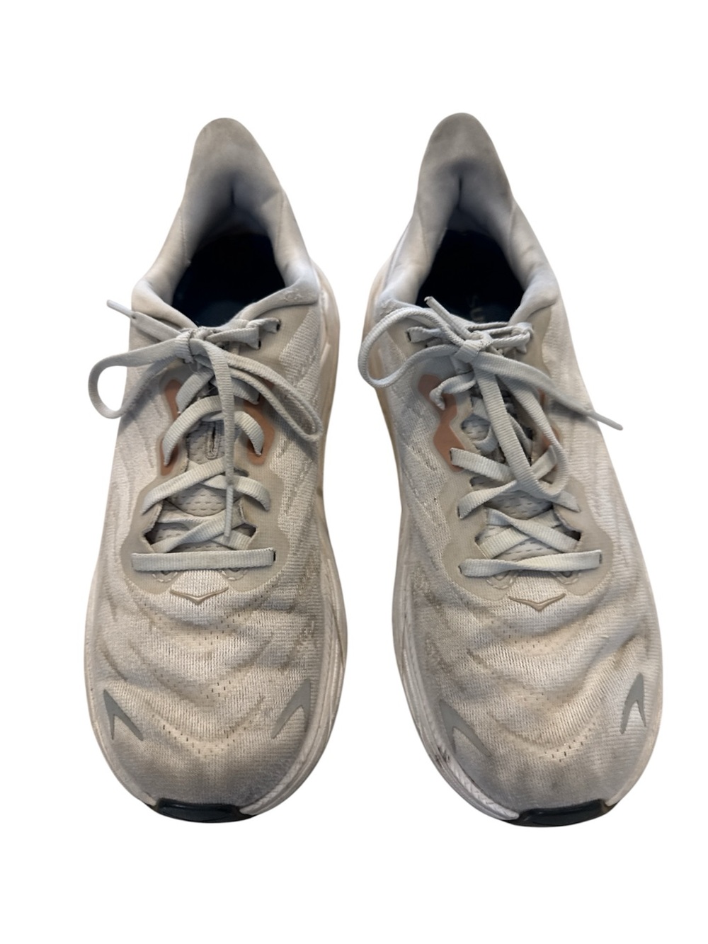 Hoka One One White/Grey with Rose gold logo